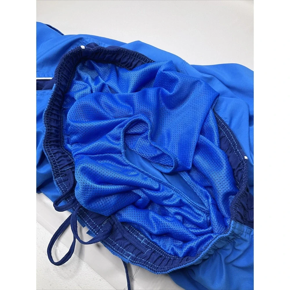 Nike Swim Trunks Mens 2XL Board Shorts Mesh Lined Blue Swoosh Pockets Bathing